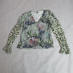 Anthropologie Blink London Top Womens M Green Boho Elephant Animal Print Peasant